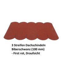3 Streifen Dachschindeln Biberschwanz (100 mm) - First rot