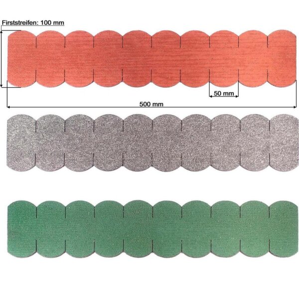 1 Streifen Dachschindeln Biberschwanz (50 mm) - First grün