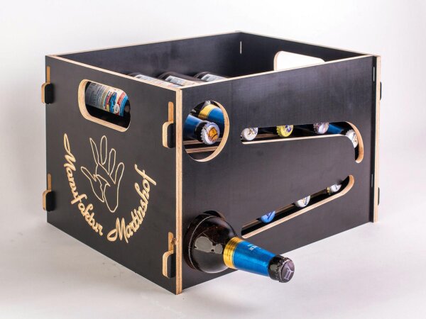 Bierkasten "Flaschenrutsche" schwarz-braun