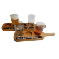 Glasträger, Probierträger 4 fach aus Buchenholz