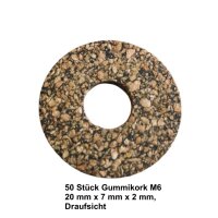 50 Stück Gummikork M6 20 mm x 7 mm x 2 mm