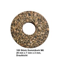 100 Stück Gummikork M6 20 mm x 7 mm x 2 mm