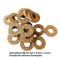 50 Stück Gummikork M8 25 mm x 9 mm x 2 mm