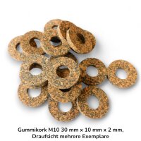 20 Stück Gummikork M10 30 mm x 10 mm x 2 mm