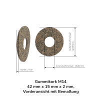10 Stück Gummikork M14 42 mm x 15 mm x 2 mm
