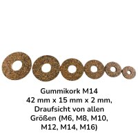 50 Stück Gummikork M14 42 mm x 15 mm x 2 mm