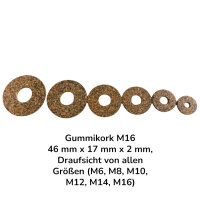 50 Stück Gummikork M16 46 mm x 17 mm x 2 mm
