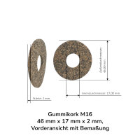 50 Stück Gummikork M16 46 mm x 17 mm x 2 mm