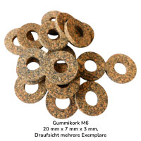 10 Stück Gummikork M6 20 mm x 7 mm x 3 mm