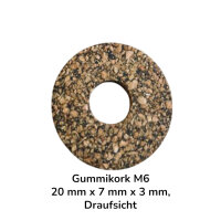 10 Stück Gummikork M6 20 mm x 7 mm x 3 mm