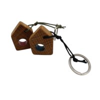Schlüsselanhänger Holz Eiche mit farbigem Loch