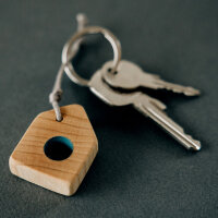Schlüsselanhänger Holz Esche mit farbigem Loch