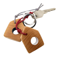 Schlüsselanhänger Holz Esche mit farbigem Loch