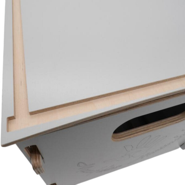 Bierkasten "Flaschenrutsche mit Deckel" in grau Wunschgravur