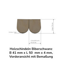 Holzschindeln Biberschwanz B 41 mm x L 50 mm x 4 mm