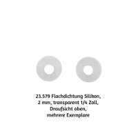 20 Stück Flachdichtung Silikon, 2 mm,  transparent 1/4 Zoll