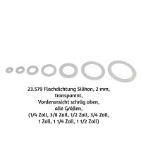 20 Stück Flachdichtung Silikon, 2 mm,  transparent 1/4 Zoll
