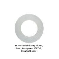 10 Stück Flachdichtung Silikon, 2 mm,  transparent 1/2 Zoll