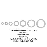 10 Stück Flachdichtung Silikon, 2 mm,  transparent 1/2 Zoll