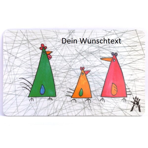 Hühner mit Gravur